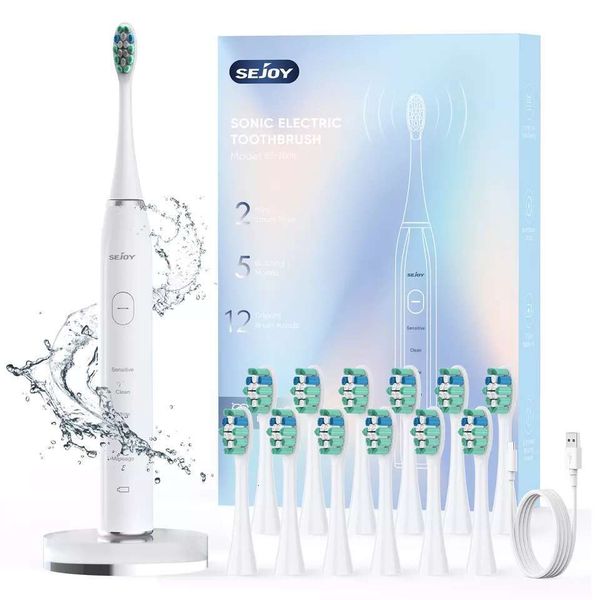 1. High-frequency vibration effectively removes dental plaque  
2. Five cleaning modes cater to various oral care needs  
3. Includes 12 replacement brush heads for long-term use  
4. Rechargeable battery ensures convenient cordless operation  
5. Sonic technology delivers deep yet gentle cleaning  
6. Ergonomic handle provides comfortable brushing experience  
7. Waterproof design allows easy cleaning under running water  
8. Two-minute timer promotes proper brushing duration  
9. Modern minimalist aesthetic suits any bathroom decor  
10. Travel case included for protection during trips  
11. LED display shows remaining battery power  
12. Quiet operation won't disturb household members  
13. Brush head replacement reminder maintains optimal performance  
14. Suitable for users with sensitive gums  
15. USB charging compatible with various power sources  
16. Lightweight construction reduces hand fatigue  
17. High-quality bristles ensure thorough cleaning  
18. Smart pressure sensor prevents gum irritation  
19. Multiple color options available  
20. Affordable professional-grade oral care solution