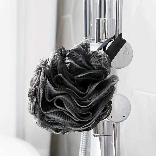 1 Pcs Large Black Charcoal Loofah Shower Mesh Ball for Adults Bath Sponge