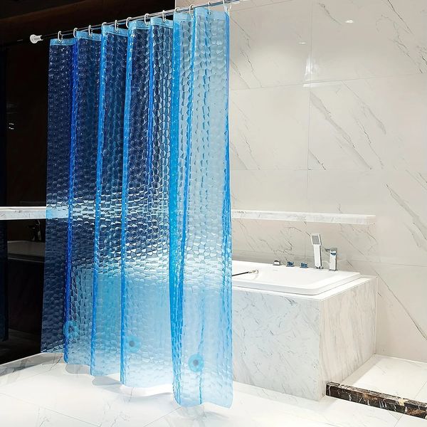 1 piece of 3D pebble-pattern waterproof shower curtain - 72x72 inches, blue liner for bathroom decor and home accessories 2409