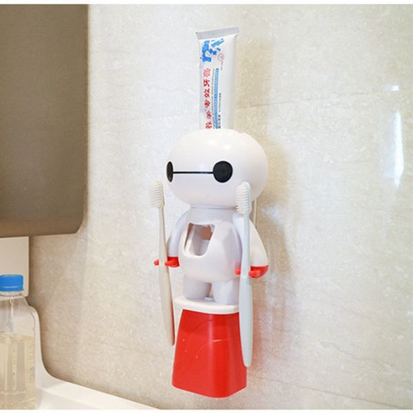 1 Set Toothbrush Holder with Automatic Toothpaste Dispenser for Bathroom Organization