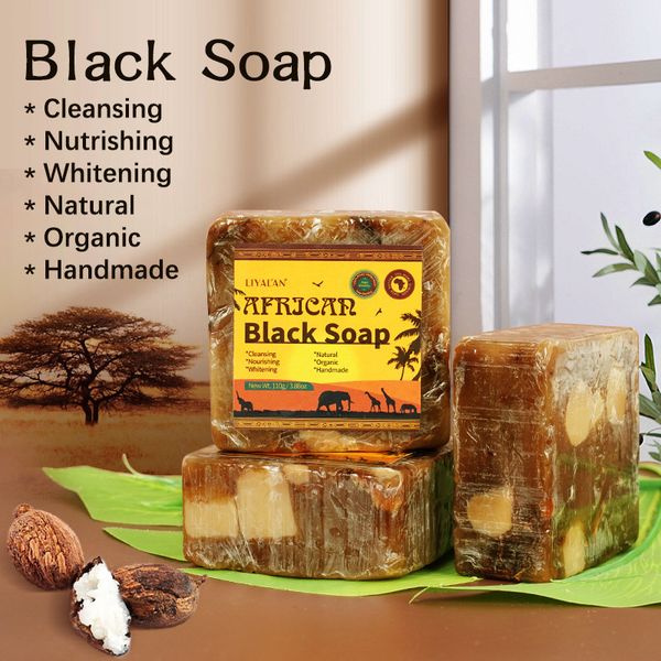 100% natural African black handmade soap for acne-prone skin and beauty treatments
