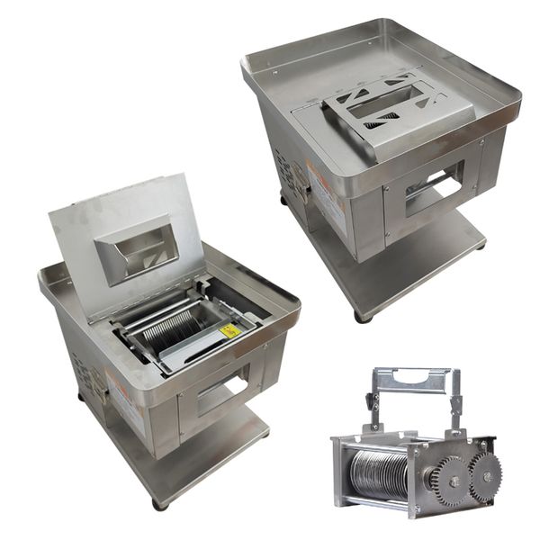 1100W benchtop electric meat slicer for fresh pork, beef, and lamb, capable of dicing and shredding