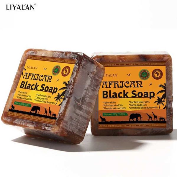 110g Black Soap for Skin Lightening, African Soap to Brighten Dark Skin, Anti-Blemish Face Wash for Acne Treatment and Nourishment Y240910