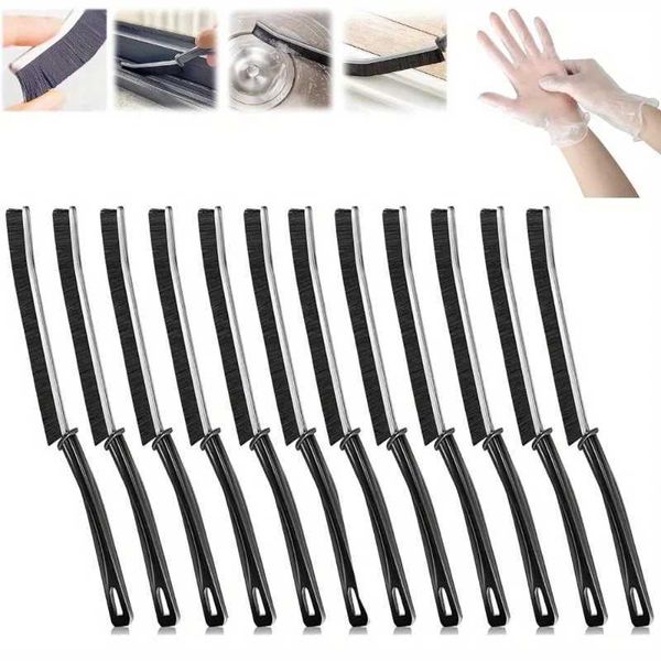 12-pack of stiff bristle crevice cleaning brushes for tight spaces, ideal for faucets, window sills, and tiles