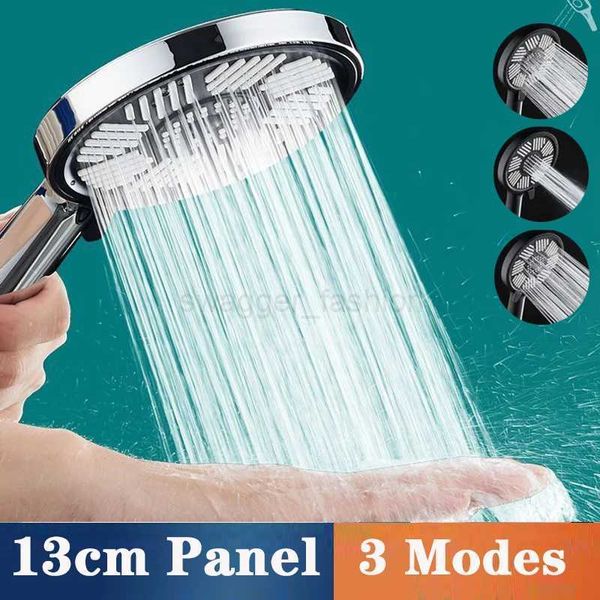 13 CM Large Panel High-Flow Turbo Shower Head with 3 Spray Modes, Eco Rainfall Design for Bathroom Use