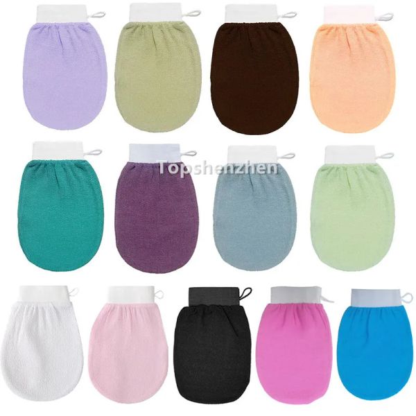 13 Color Hammam Scrubbing Gloves - Double-Sided Exfoliating Mitt for Tan Removal