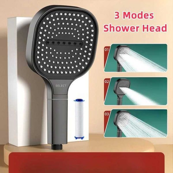 13CM large 3-mode shower head with filter for high-pressure water massage, a bathroom accessory
