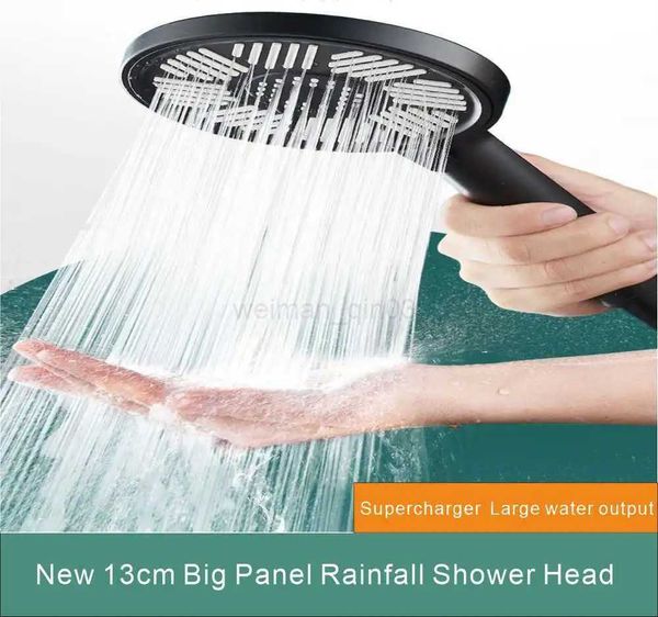 13cm large panel shower head with high pressure, 3 adjustable modes for water-saving rainfall shower experience