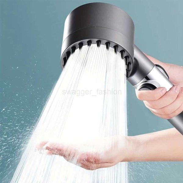 1-3Pcs handheld shower head featuring massage brush, cotton filters, one-tap water stop, water-saving design, and high-pressure spray