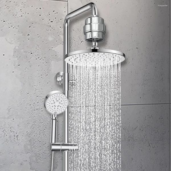 15-stage shower head filter softens hard water for bathroom use