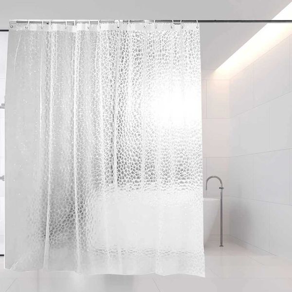 180x200cm antibacterial shower curtain, semi-transparent EVA, mold-resistant for bathroom or bathtub use