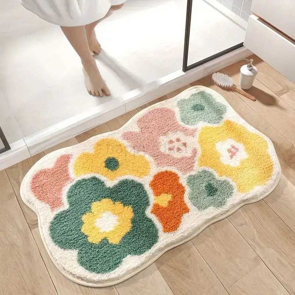 1pc 40x60cm Adorable Floral Bath Mat - Machine Washable, Super Soft, Highly Absorbent, Non-Slip Bathroom Rug