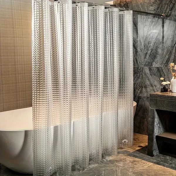 1pc 71x71 inch clear plastic shower curtain liner, lightweight ice cube design for bathrooms