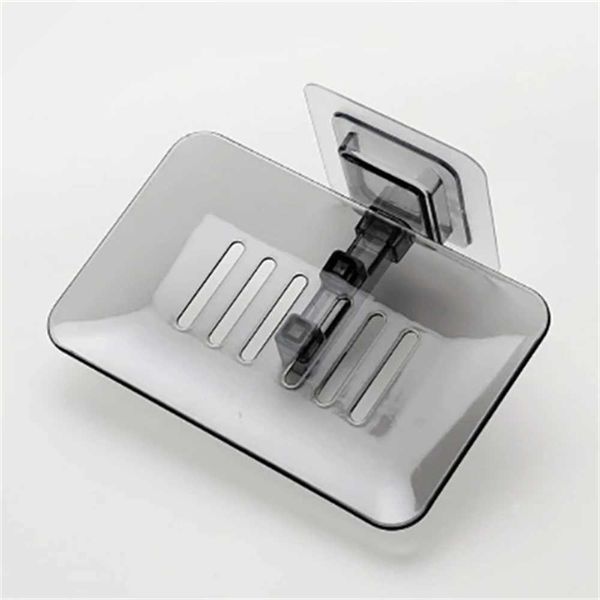 1PC Clear Drainable Soap Holder with Adhesive Back, No Drilling Needed, Wall-Mounted for Bathroom and Toilet Use