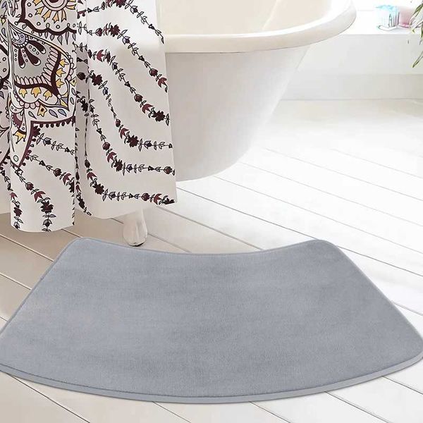 1pc curved bath mat, non-slip soft carpet for bathroom floor, quick-drying absorbent shower rug