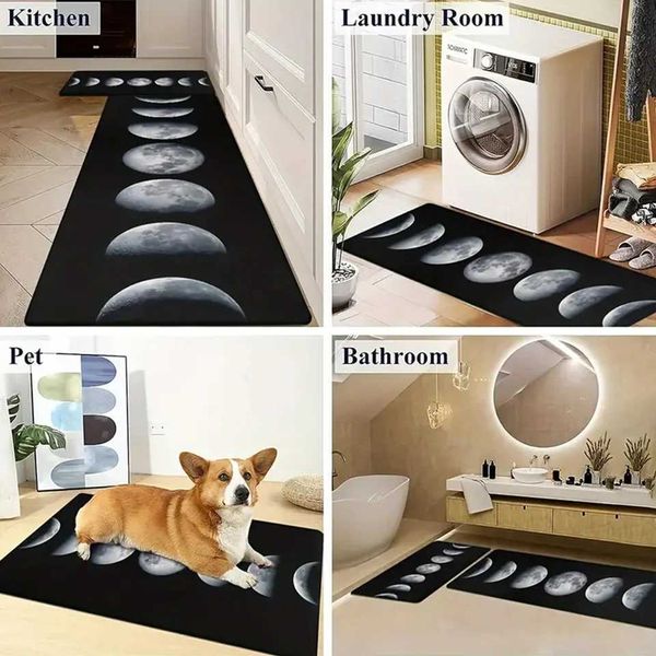 1PC Moon and sunny living room door mat, absorbent and anti-slip, washable for kitchen or bathroom floors