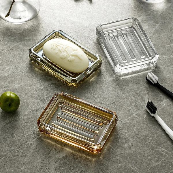 1pc Simple Clear Glass Soap Dish for Home or Guest Bathroom Decor