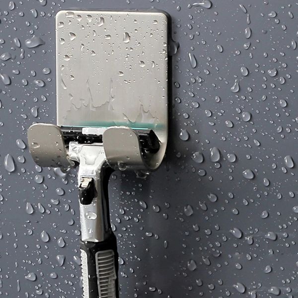 1PC stainless steel wall-mounted razor holder for bathroom shaving organization