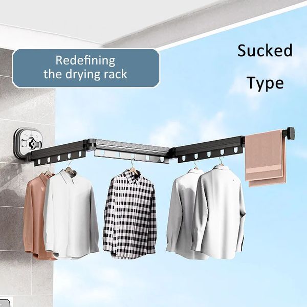 1pc towel holder, no-drill suction cup drying rack, foldable aluminum alloy clothes dryer, space-saving hanging rack