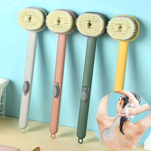 1pc versatile long-handle detachable shower brush with silicone bristles for men's back and body massage
