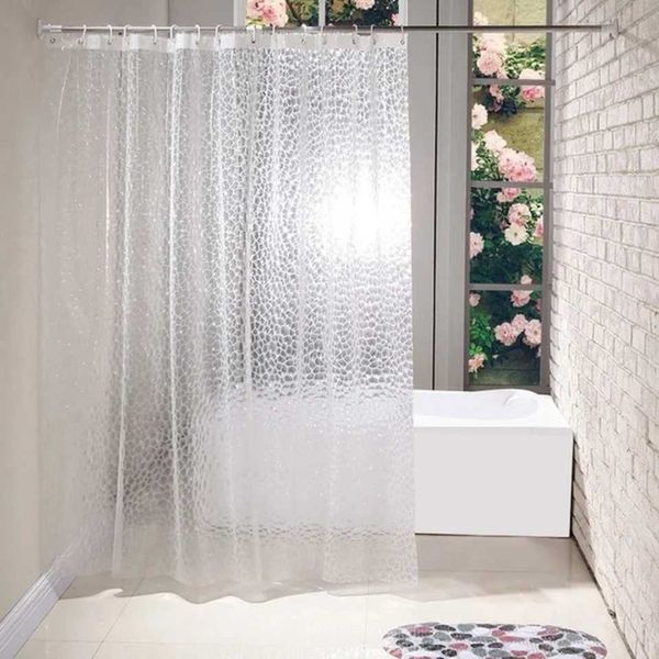 1PCS 180x180cm 3D Bath Shower Curtain, Thick Transparent Waterproof Design T250111