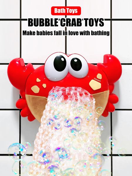 1pcs Kids Red Crab Bubble Machine with Music for Bath Time Fun, Perfect Gift for Boys and Girls