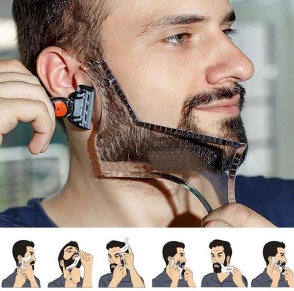 1PCS Men's Beard Shaping Comb - Transparent Styling Template Tool for Hair and Beard Trimming