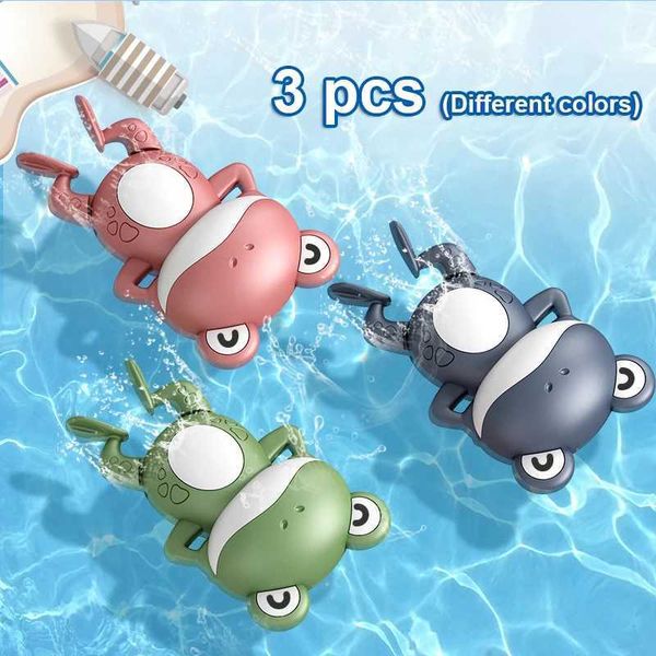 3 adorable wind-up frog bath toys for toddlers, fun swimming chain toys for kids' bathtime