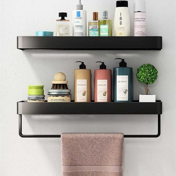 30/40/50cm No-Drill Bathroom Shelf for Shower Wall Mounted Shampoo Storage and Kitchen Accessories
