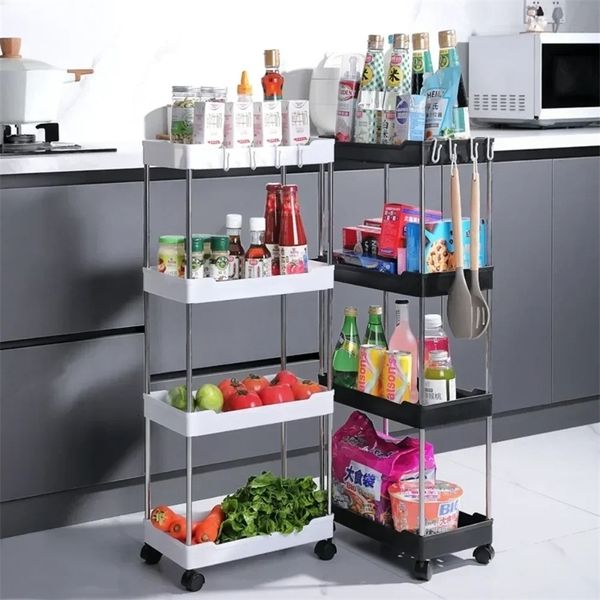 3/4 layer rolling multifunctional vehicle with wheeled bathroom storage rack