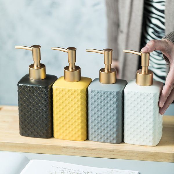 350ml ceramic liquid soap dispenser in solid colors for bathroom lotion storage