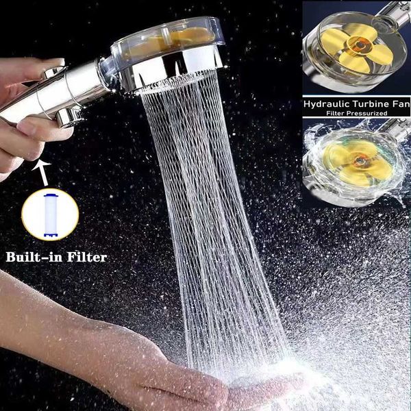 360-degree rotating high-pressure shower nozzle with fan filter for rainfall massage bath accessories