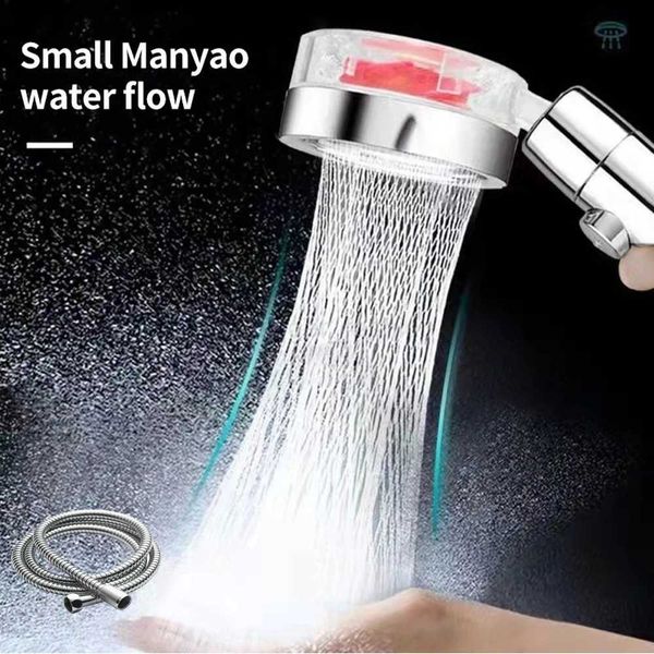 360-degree rotating high-pressure water-saving showerhead with ABS hose, rain turbo propeller, and bath filter