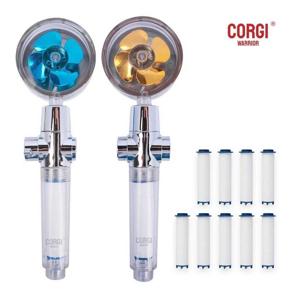 360-degree rotating shower head with adjustable fan spray, water-saving design, and high-pressure filters (1/4/9 options) included in W250109 kit