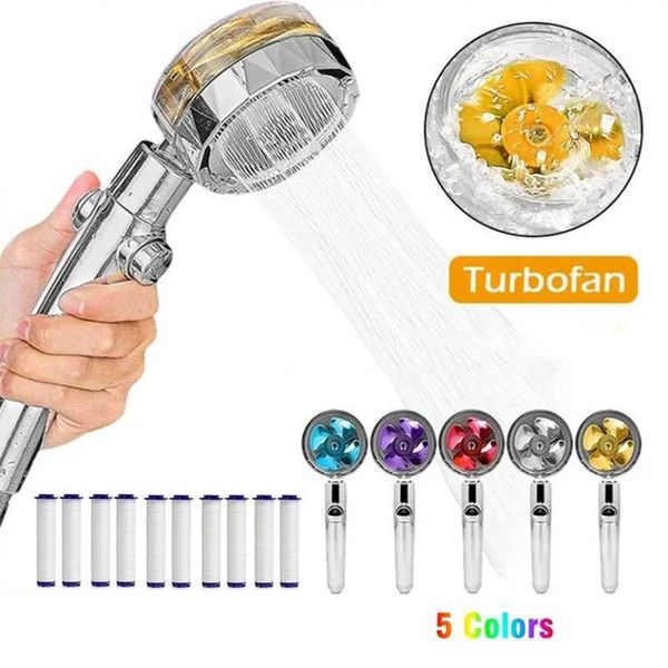 360-degree rotating shower head with high-pressure water-saving spray, adjustable filter for bathroom use