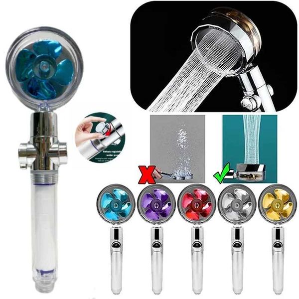 360-degree rotating shower head with water-saving turbofan hydraulic injection and high-pressure spray for bathrooms