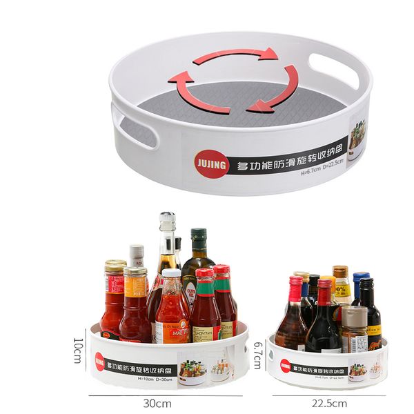 360-degree rotating tray for kitchen storage, ideal for spice jars, snacks, and bathroom items, featuring a non-slip design (Y1125)
