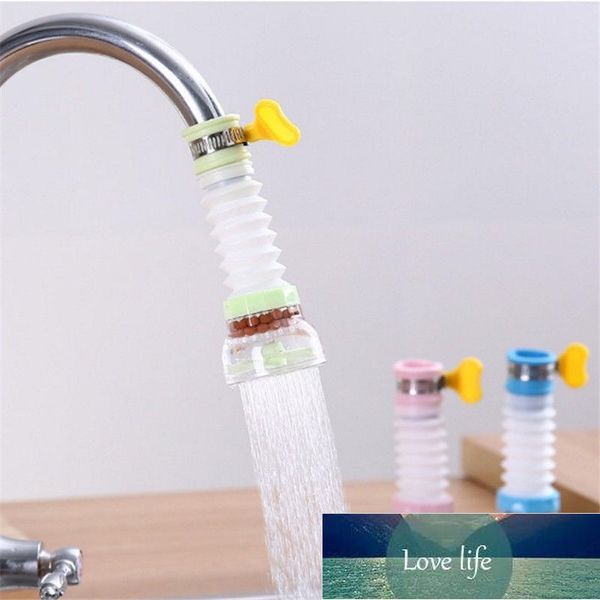 360-degree swivel kitchen faucet with telescopic spray shower, water-saving nozzle, and built-in filter