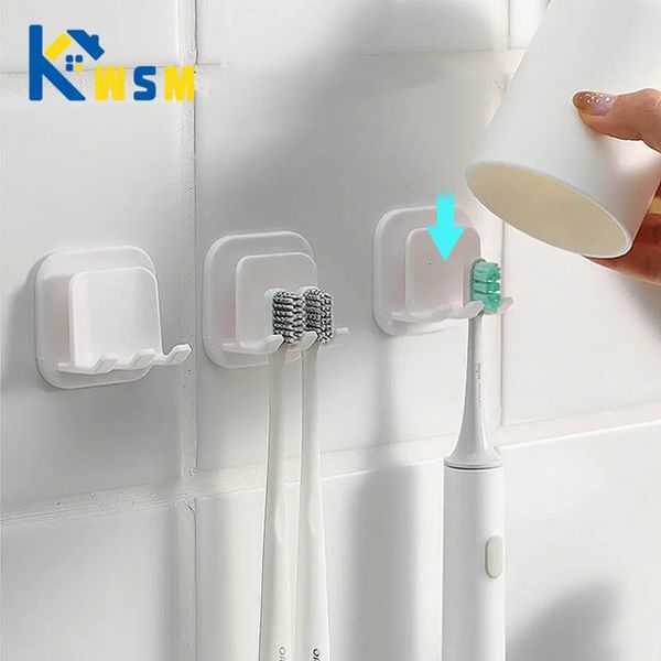 3/6/12 PCS wall-mounted toothbrush and cup holder with towel hook for bathroom storage