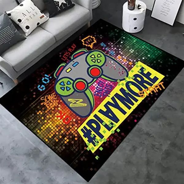 3D Gamer Rug for Kids' Room - Anime Game Controller Design Door Mat for Living Room, Bedroom, Bathroom, and Kitchen Flooring