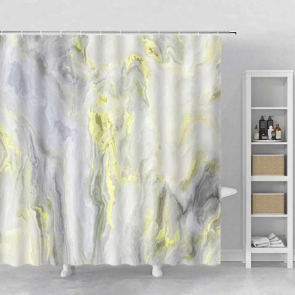 3D printed polyester shower curtains with abstract marble design, colorful striped fabric for bathroom decor