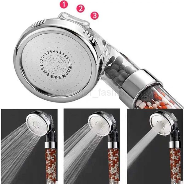 3-in-1 high-pressure handheld showerhead with water-saving rainfall mode and anion filter for bathrooms