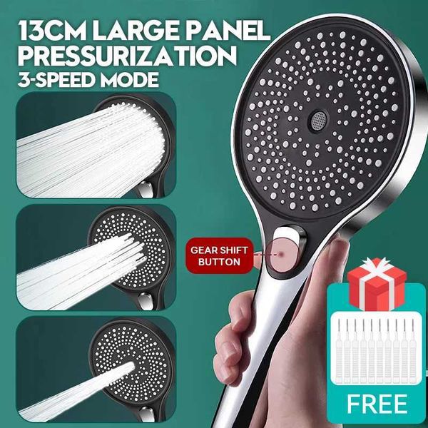 3-mode high-pressure shower head with water-saving design for bathroom use