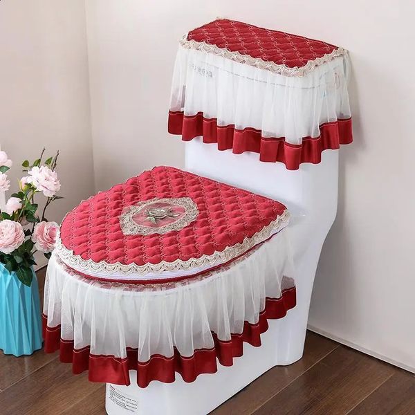 3-pack seasonal toilet seat covers with zippered washable pads for bathroom decor