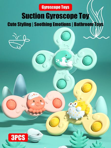 3-piece baby bath toy set with fun spinners, suction cups, and rattles for playful learning and gifting