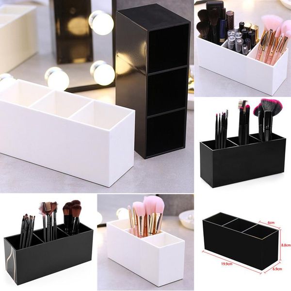 3-tier makeup brush organizer for storing cosmetic pens and eyebrow brushes on tables