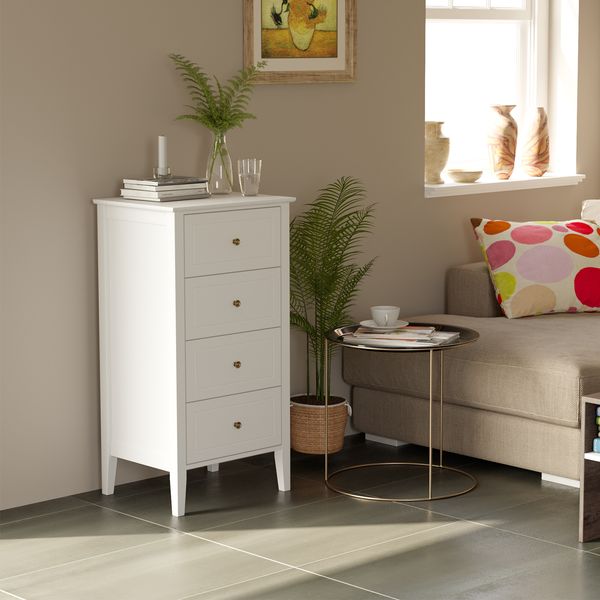 4-Drawer Bathroom Storage Cabinet with Wood Frame and Antique-Style Handles, Home Dresser
