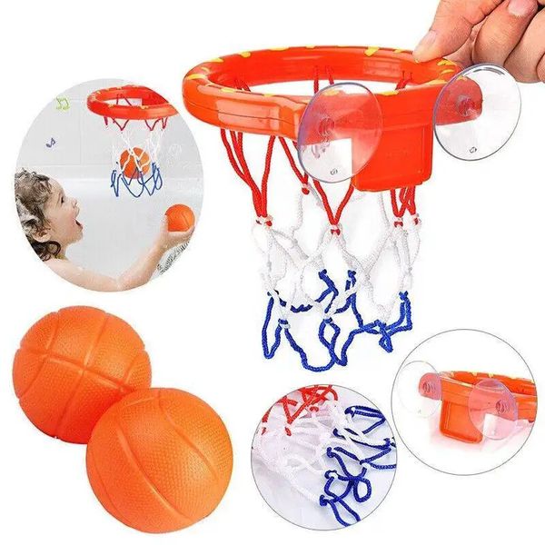 4-piece bath basketball set with 3 balls for toddler bathtub fun