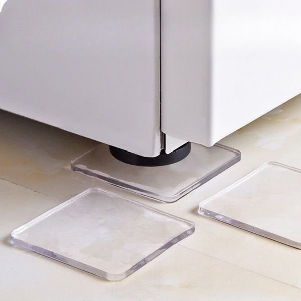 4-piece transparent anti-vibration pads set for refrigerator and washing machine, non-slip bathroom mats