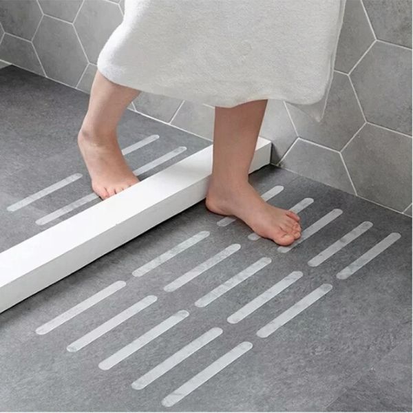 5 transparent anti-slip shower stickers for bathroom safety, waterproof self-adhesive bathtub strips